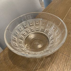 Rosenthal Classic Clear Glass Salad Bowl w/ Frosted Squared Glass in Bot. 2/3